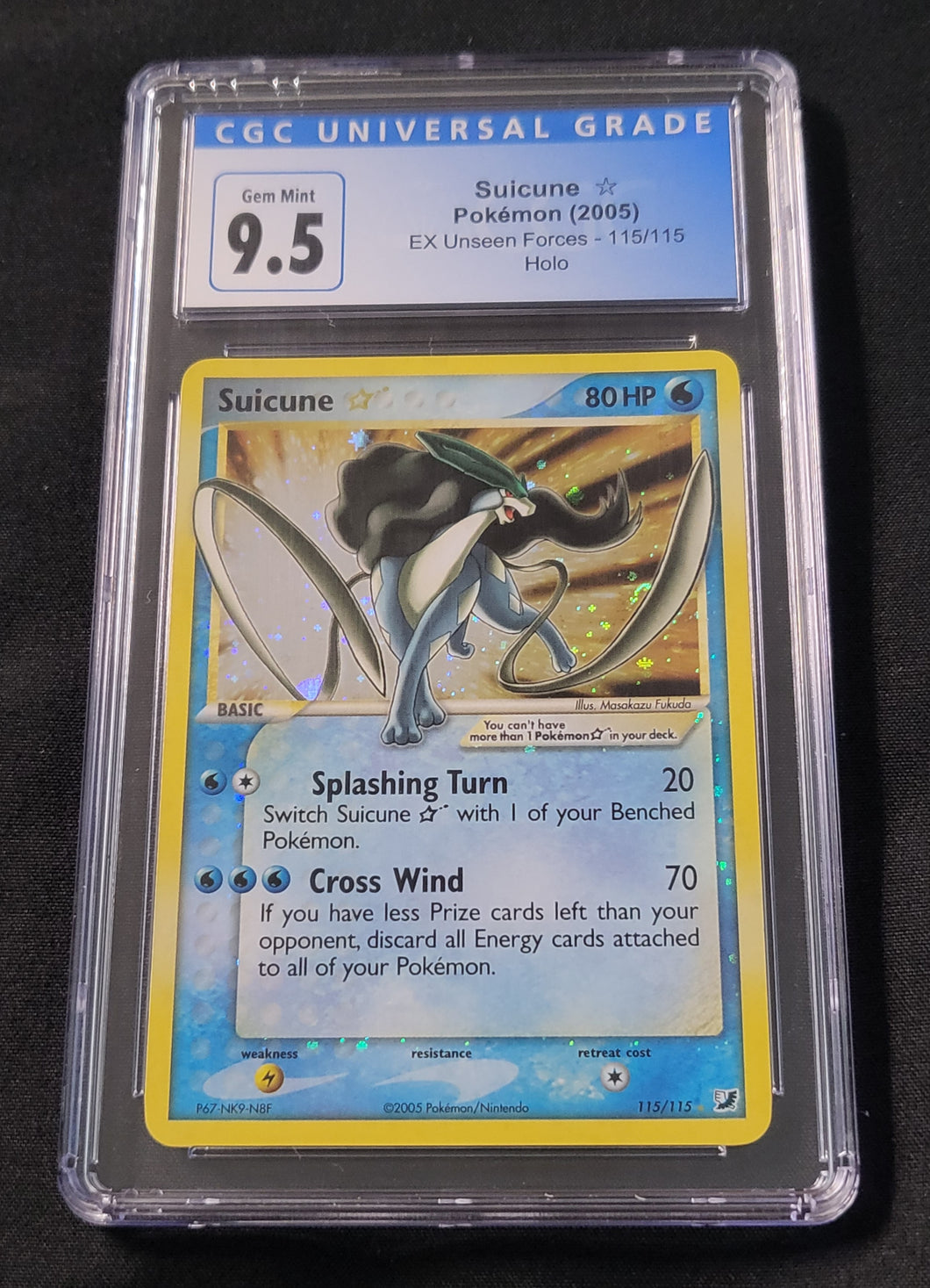2005 Pokemon Unseen Forces Suicune Holo 115/115 CGC 9.5