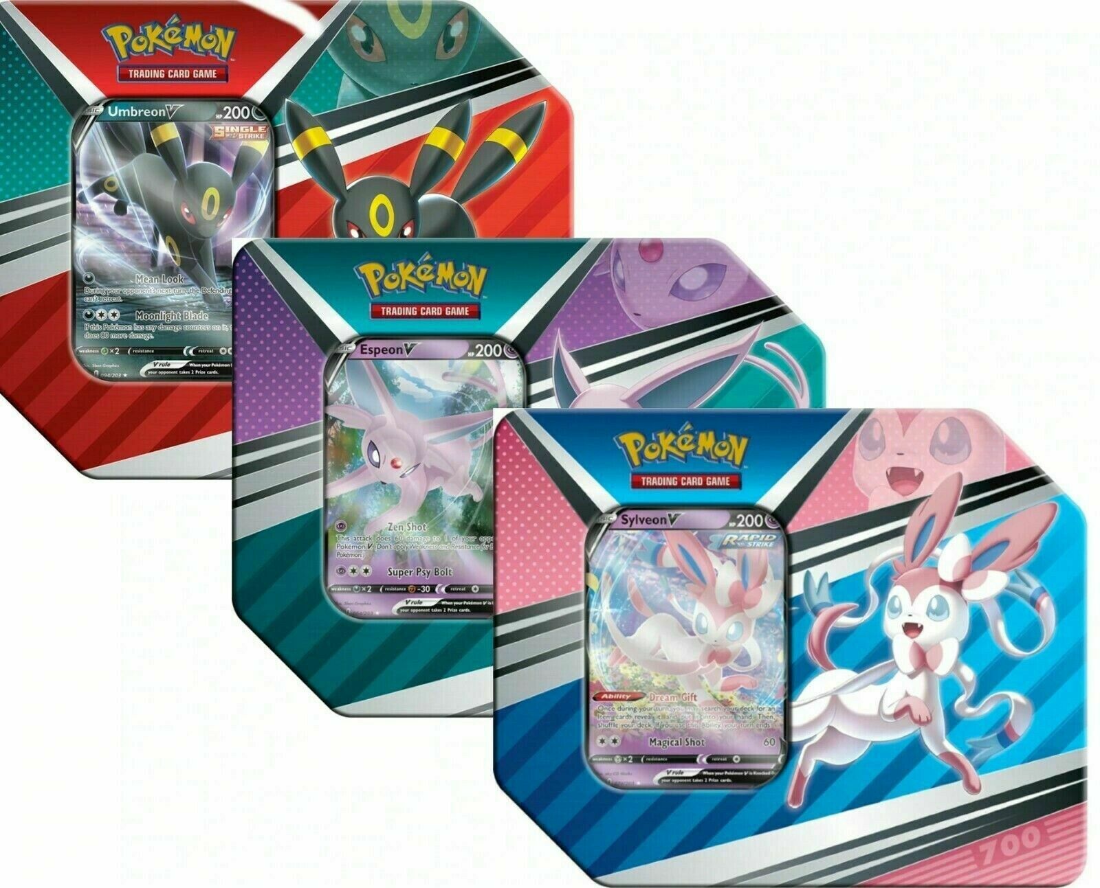 Pokémon V Heroes Tins (Set of 3 or 6 - Umbreon, Sylveon, Espeon)